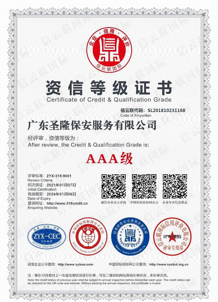 资信等级证书